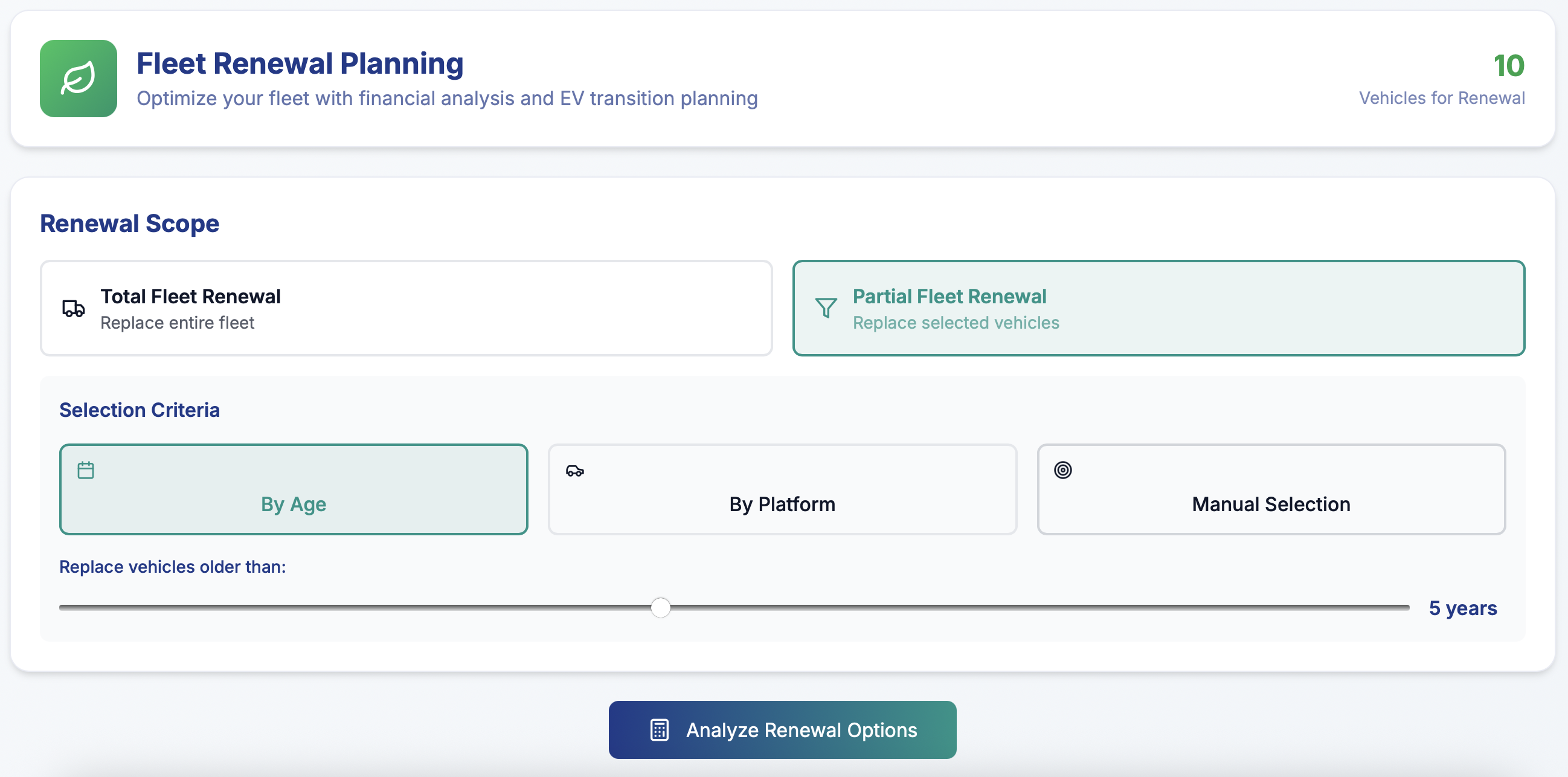 Fleet Renewal Planning